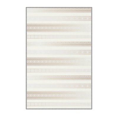 Stylish Woven Carpet (3.9 x 4.0 ft), 100% Polyester, Pile Height: 0.3 in | Antibacterial & Non-Slip Underside, 3D Digital Printing | Machine Washable, Perfect for Home Décor, Living Room & Bedroom Use