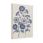 Plantes et fleurs, motif floral bleu sur toile crème-840437162