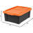 12 Gallon Lockable Storage Bins With Lids, 2 Pack - , Heavy Duty, Stackable Containers, Garage Organizing Bins Moving Tubs, Rugged Sturdy Equipment Utility Box - Black/Orange