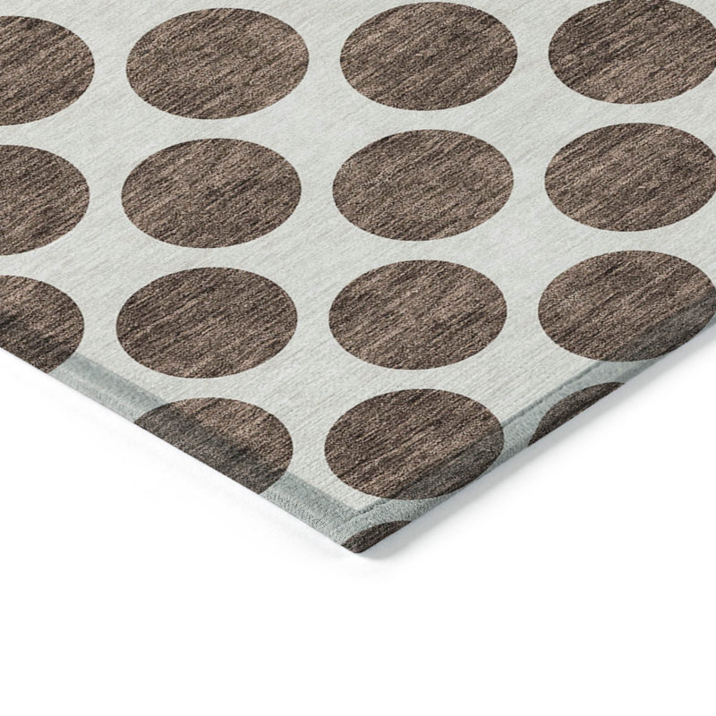 Tapis intérieur lavable à pois brun 3 pi x 5 pi