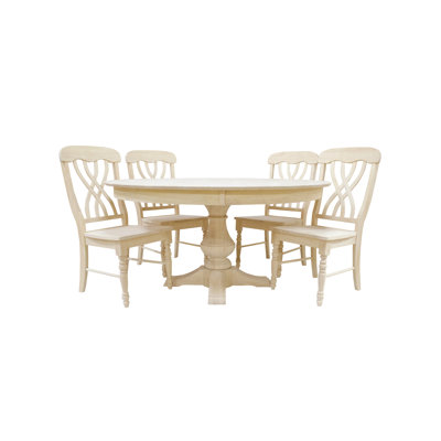 6 - Person Solid Wood Solid Wood Top Pedestal Dining Set