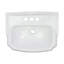 Lavabo de salle de bain mural en porcelaine blanche 19 "avec dosseret, trop-plein et trous de robinet central de 4"