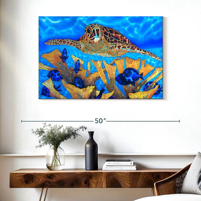 Brampt bleu et écorce, H 26 po x l 39 po