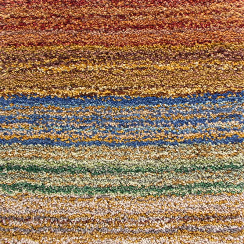 Brushstroke Striped Handmade Tufted Wool Red/Orange/Green Area Rug, Rectangle 8' x 10'
