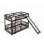 Lit superposé simple avec glissière et échelle, espresso (aucun sommier requis, fabrication robuste)-45355005