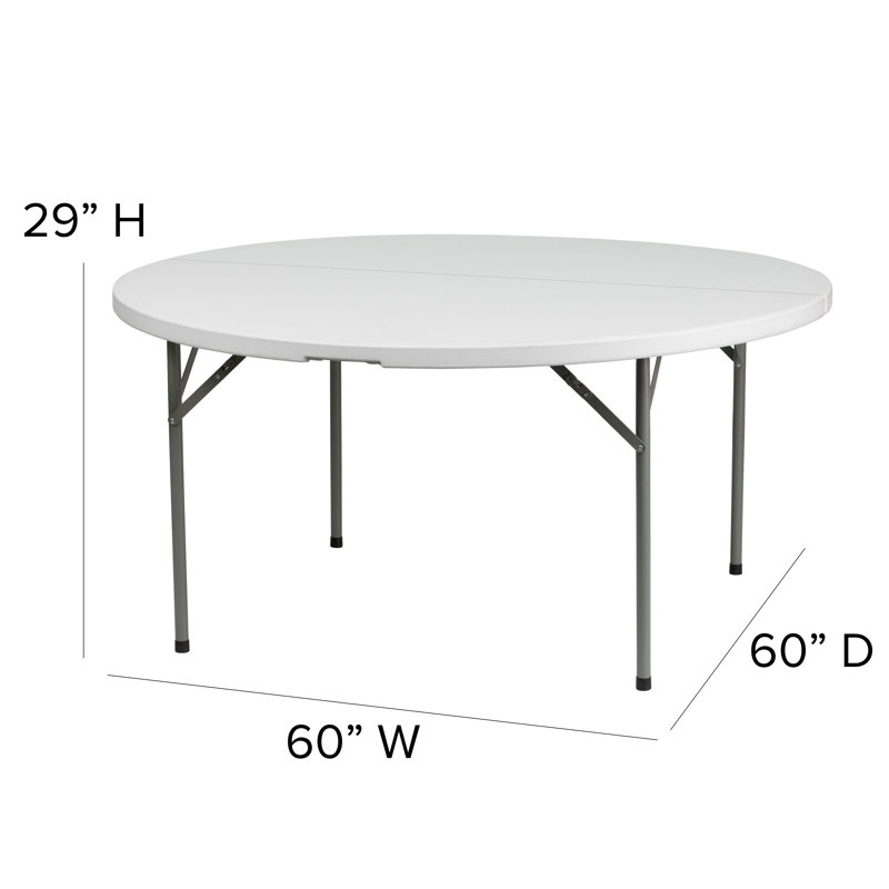 Noah Round Plastic Event Folding Table, 29'' H x 60'' W x 60'' D