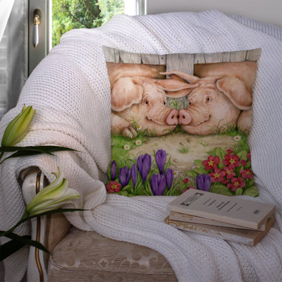  Coussin décoratif 14 "Pigs Nose To Nose par Debbie Cook