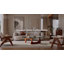 Table basse Mid-Century Premium Triangle avec plateau en verre et base en bois massif-1830823620