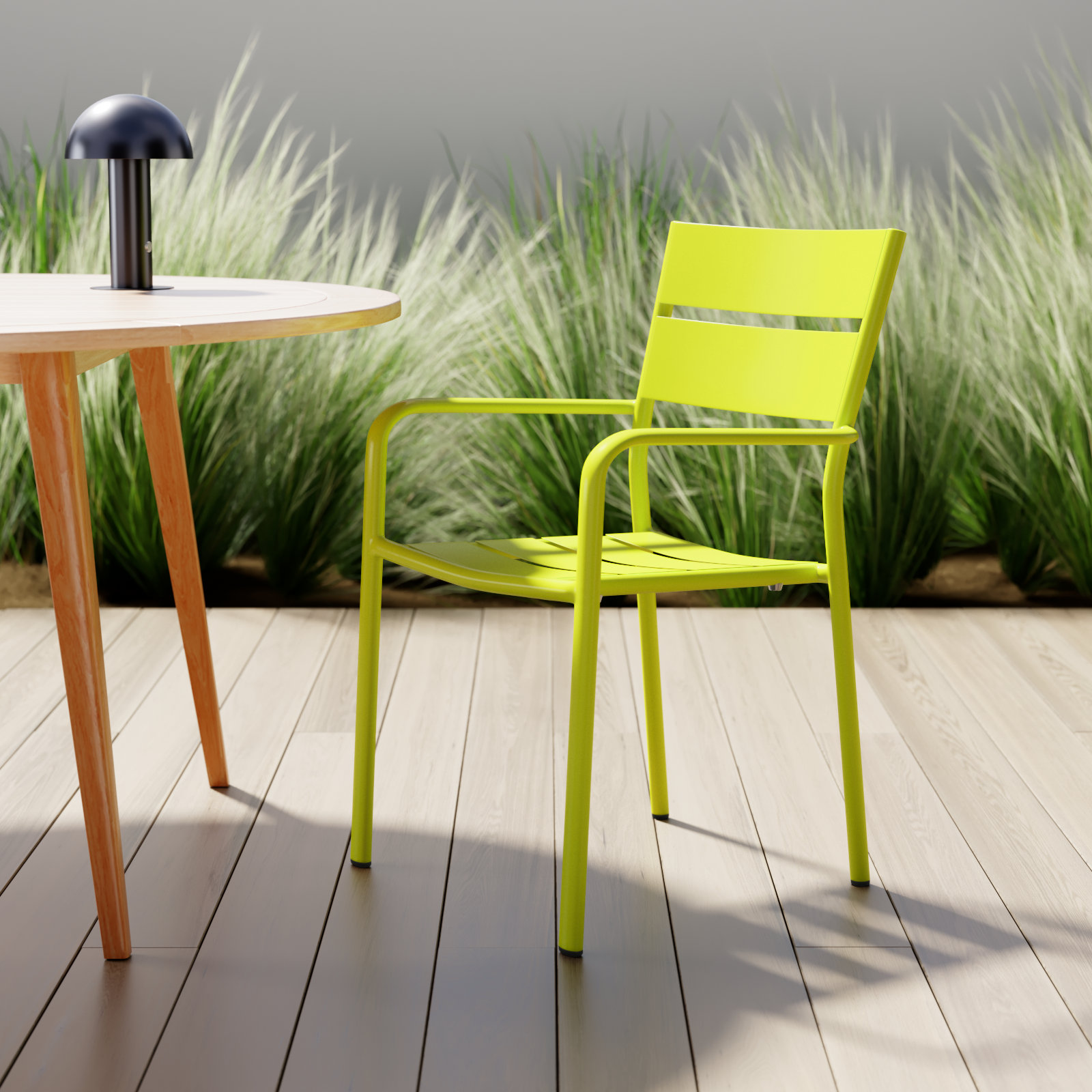 Ottie Stacking Patio Dining Armchair, Green