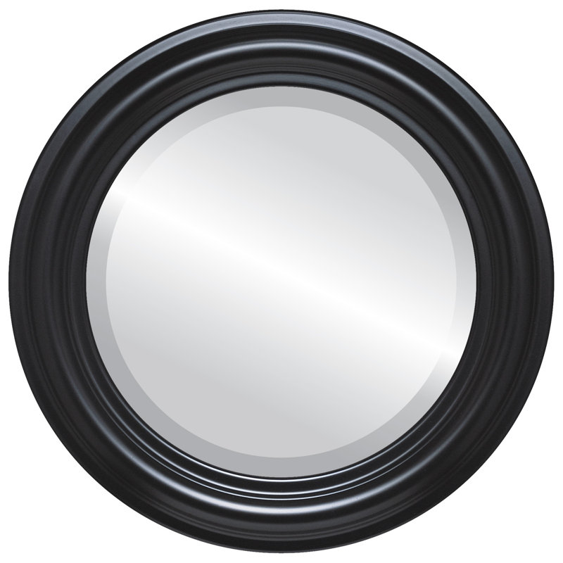 Wivenhoe Wood Flat Wall Mirror, 17" H x 17" W, Matte Black
