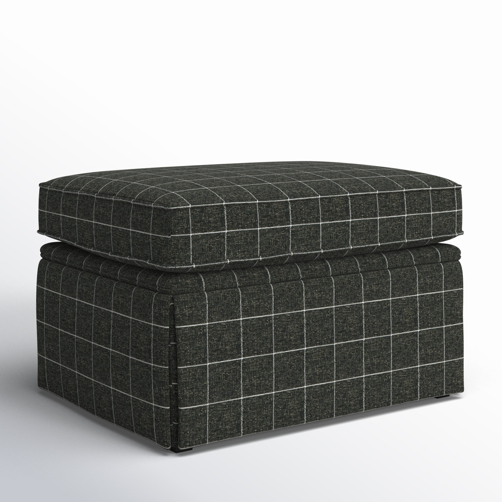 Masset Upholstered Ottoman, Savane 45 Charcoal Plaid