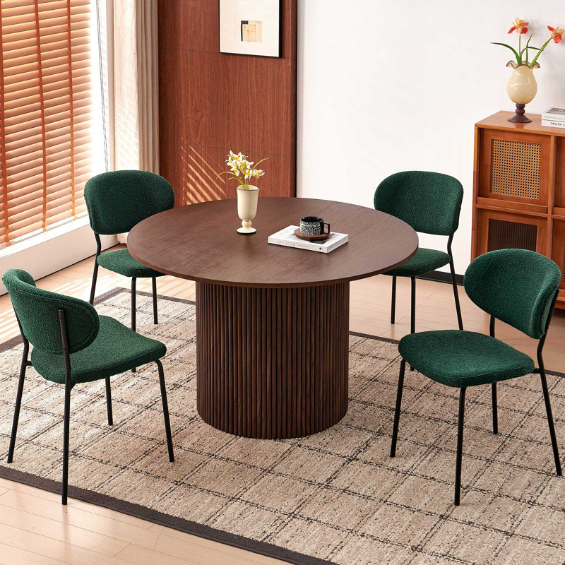 5-Piece Dining Set, Space-Saving Farmhouse Table & Chair Set for 4, Brown, Green