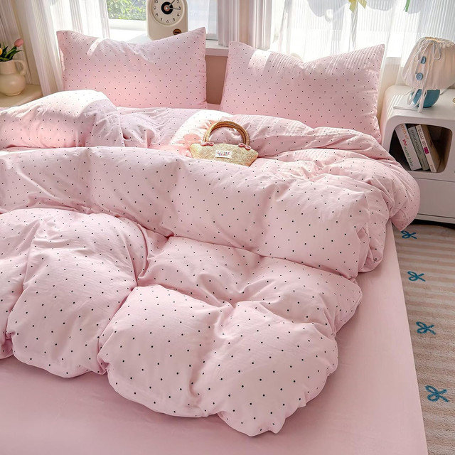 Cotton Polka Dots Duvet Cover, Beige, Full