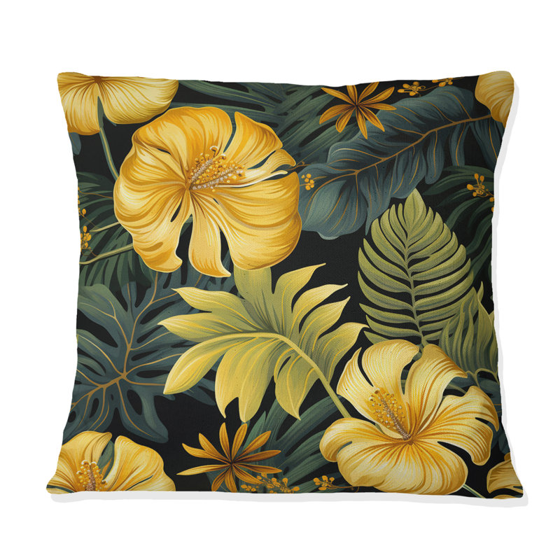 Monstera Magic Tropical Pattern - Floral Polyester Throw Pillow, 16"H x 16"W