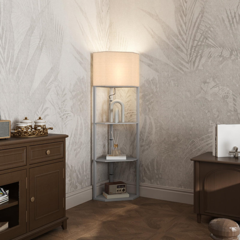 Braylah 159cm Tray Table Floor Lamp, Grey