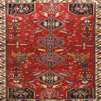 Tapis traditionnel rouge / beige / noir