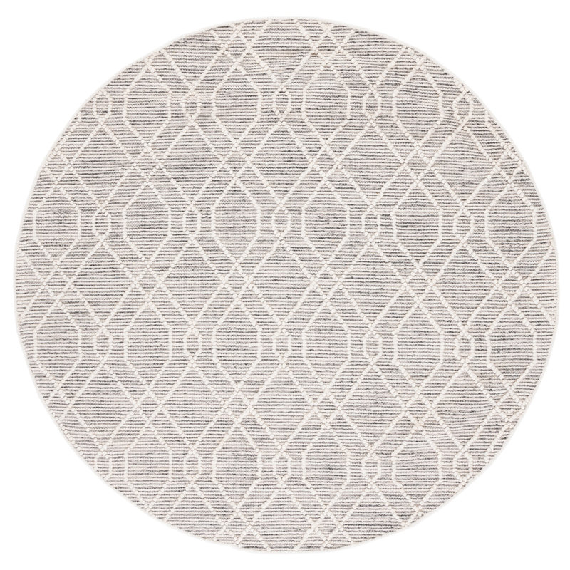 Ajanea Flat Weave Wool Geometric Rug, Round 6'