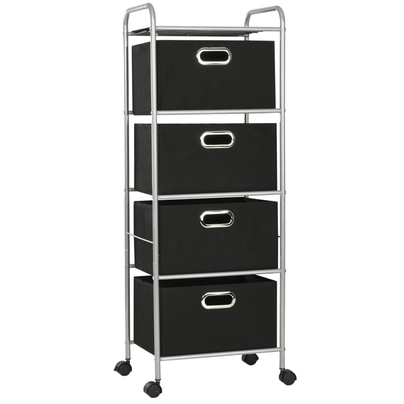 Rebrilliant Shelving Unit With 4 Storage Boxes Steel And Non-Woven Fabric