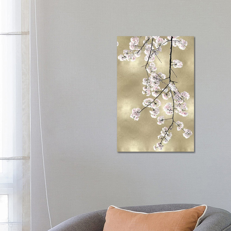 Pink Blossoms On Gold III by Kate Bennett - Wrapped Canvas Gallery-Wrapped Canvas Giclée, 66.04 cm H x 45.72 cm W