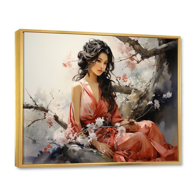 Asian Asian Beauty III - impression, Cadre flottant doré, H 30 po x l 40 po x P 1,5 po