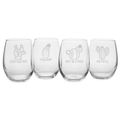 Holiday Snowflakes Stemless Wine Glasses Set of 4 - 21oz