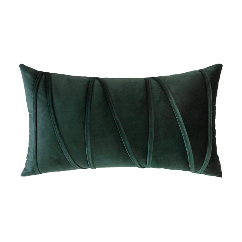 Housse de coussin rectangulaire en velours, Vert foncé