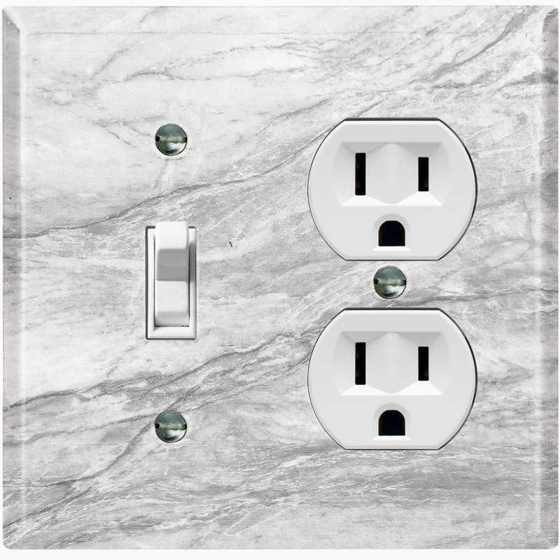 Marble Gray Print 5 Patterned 2 - Gang Combination Plate Standard Combination Wall Plate