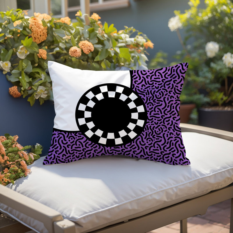Coussin lombaire réversible Vibra Abstract, Rectangle H 14 po x l 20 po, Mauve
