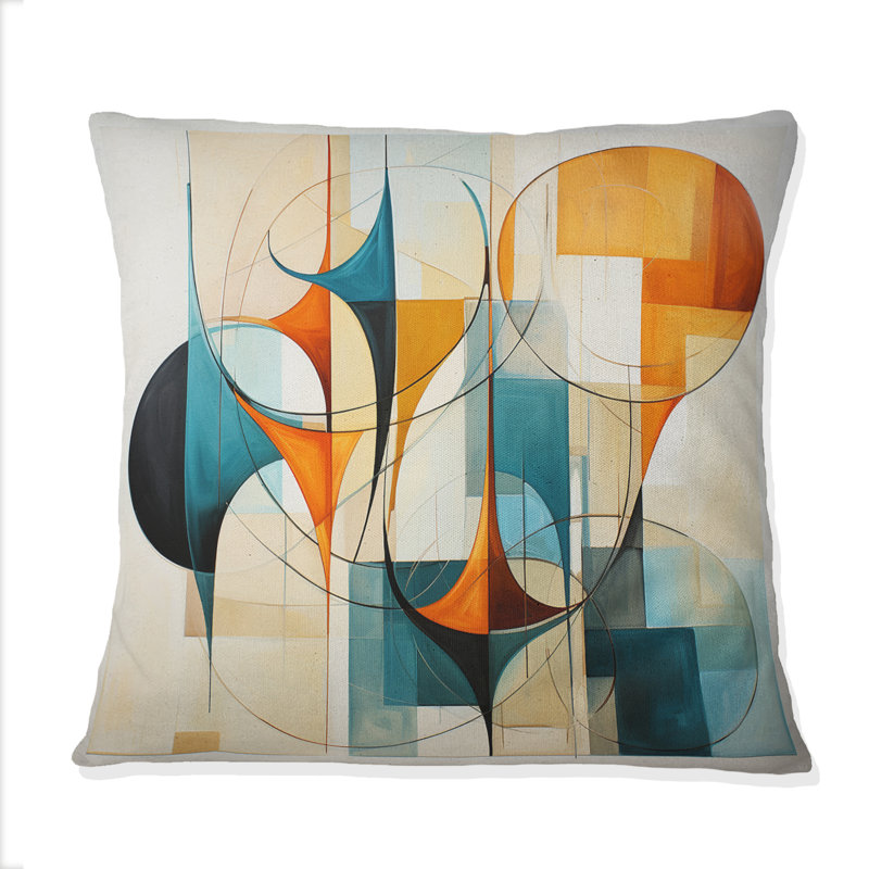 Coussin décoratif orange Mid Century Harmony In Geometric I - Abstract Midcentury, 22" x 22"