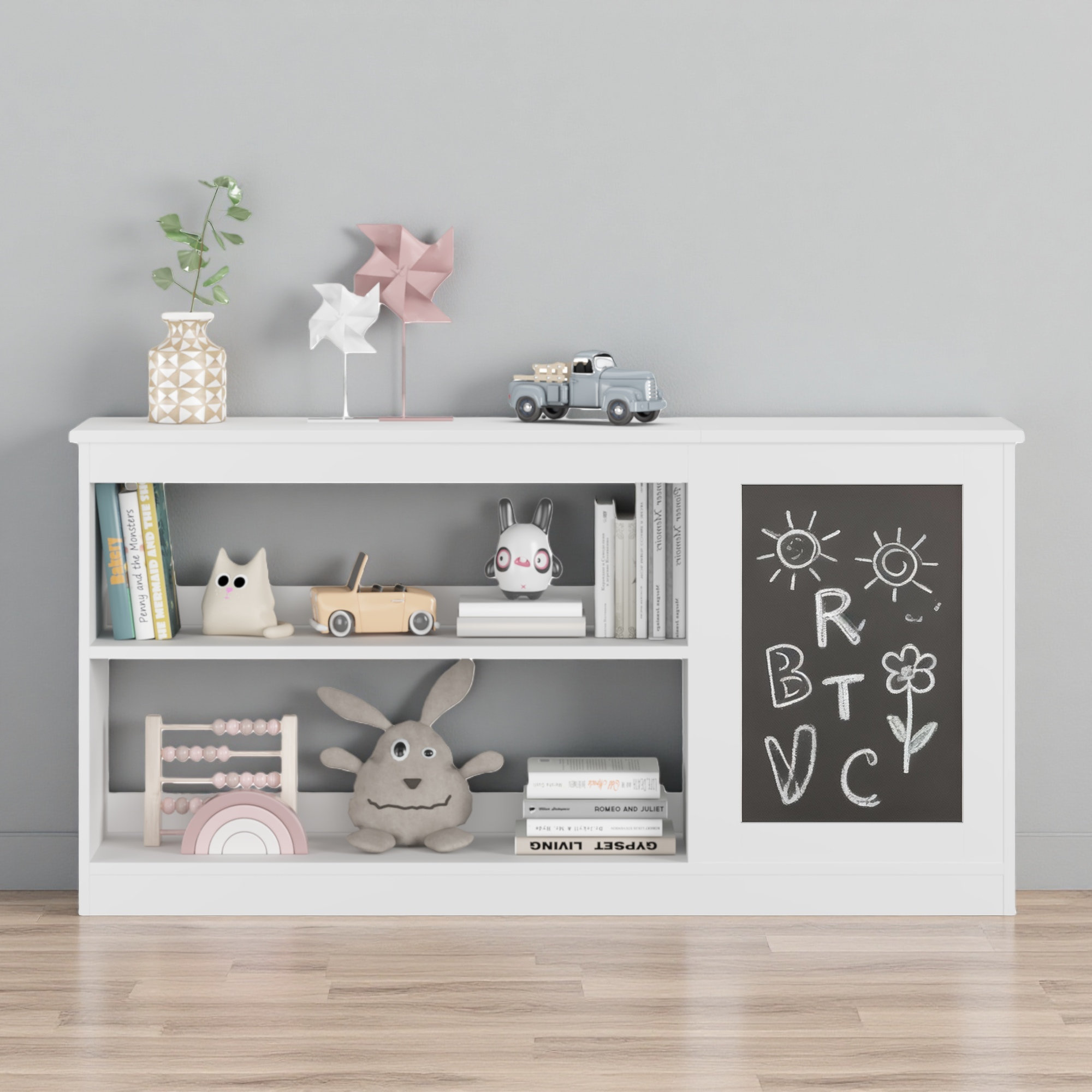Ebern Designs 3-In-1 Kids Bookshelf And Toy Storage Cabinet With ...