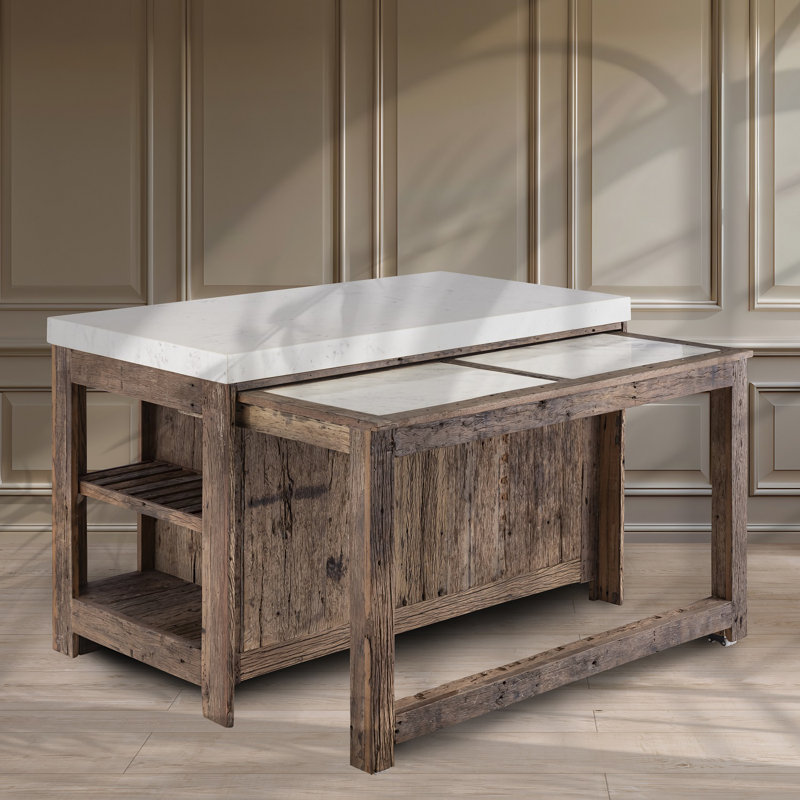 Comptoir de bar en bois avec extension, H 38 po x L 59 po x l 32 po