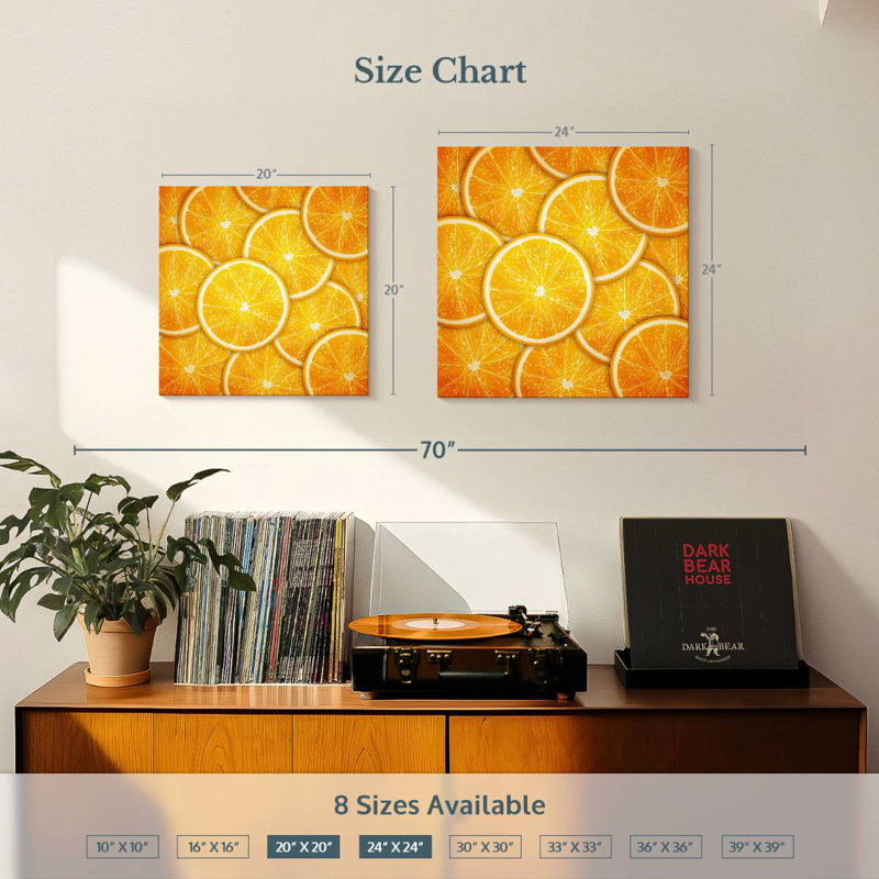 Yarlin Thin Orange Slices, 24" H x 24" W