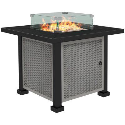 Bayete Rectangle Propane Smokeless Fire Pit Table with Hidden Fuel Tank
