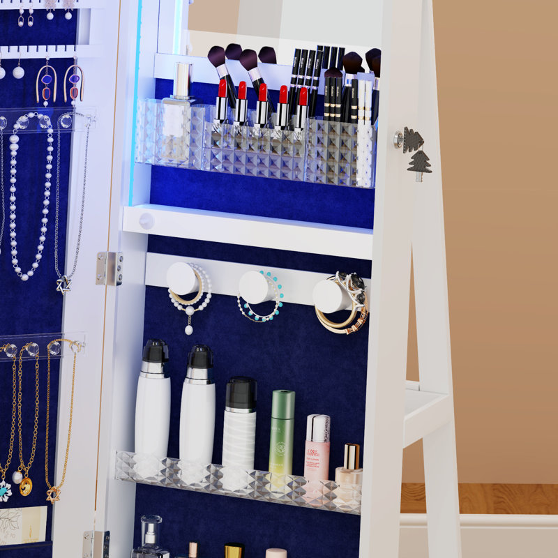 Armoire à bijoux avec miroir Auriel, Blanc