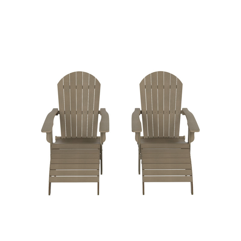 Arrlo Foldable Outdoor Adirondack Chair, Taupe