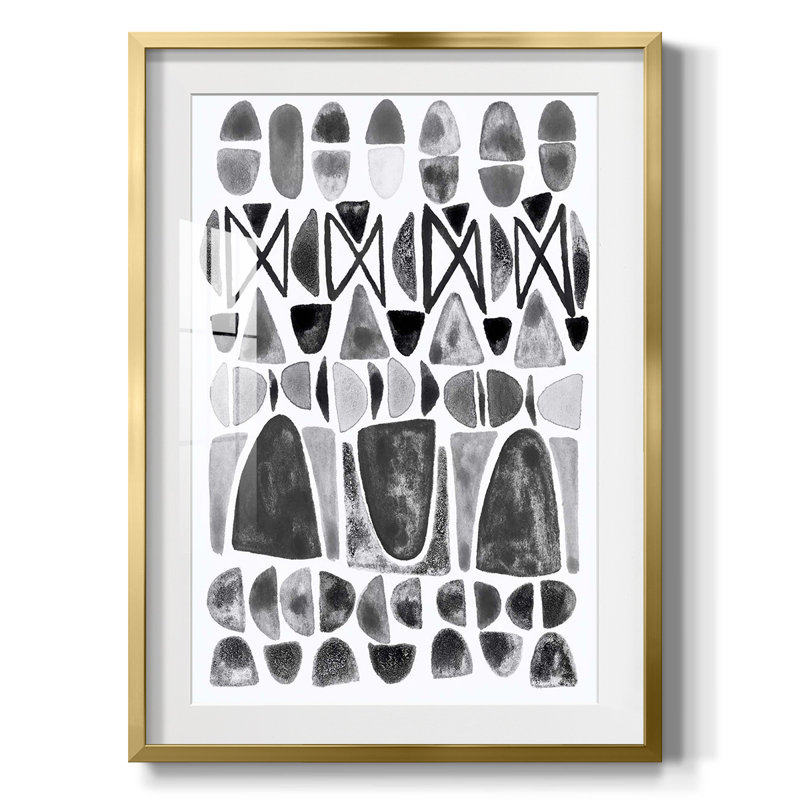 Grey Arches III - Picture Frame Print, Gold Framed Canvas, White, 20" H x 16" W