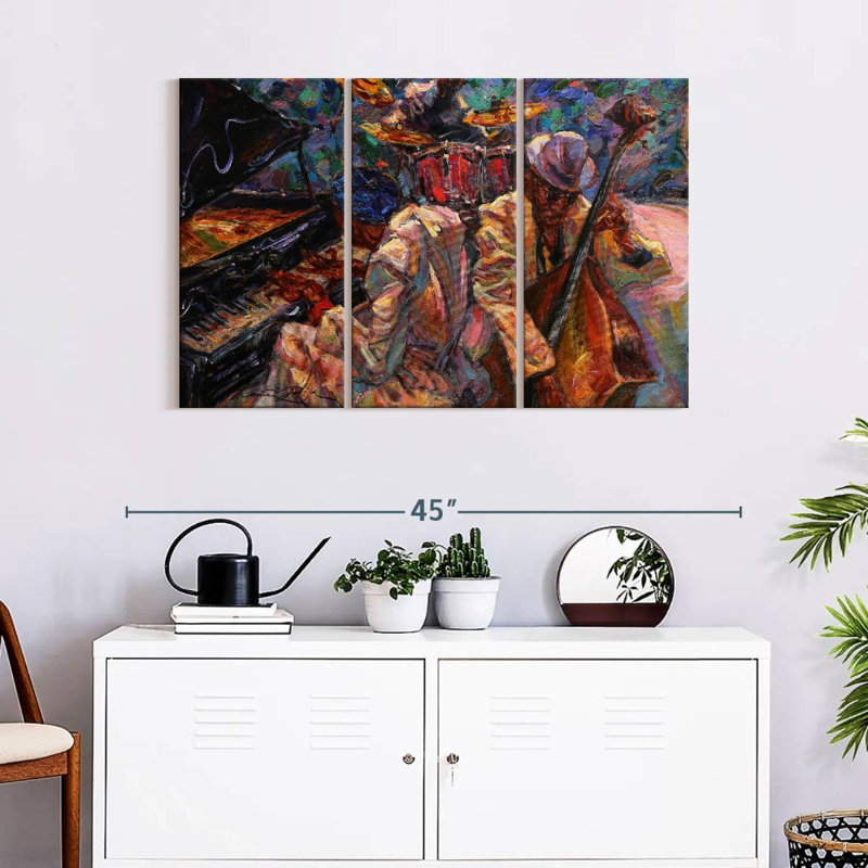 «Jazz Band Musisans», reproduction d'art sur toile, H 24 po x l 38 po x P 1,25 po