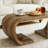 C-Shaped Curved Coffee Table with Wave-Inspired Design