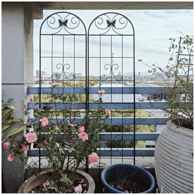 Paquet de 4 treillis de jardin en métal antirouille pour plantes grimpantes