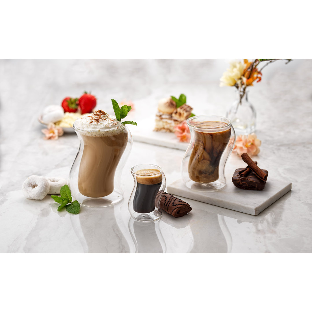 JoyJolt Pivot Double Wall Glass Espresso Mug, 2oz (Set of 4) JoyJolt