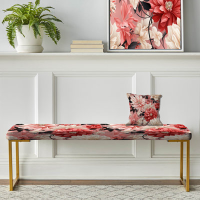 Rose et blanc coquelicots fleurissant - banc rembourré floral doré