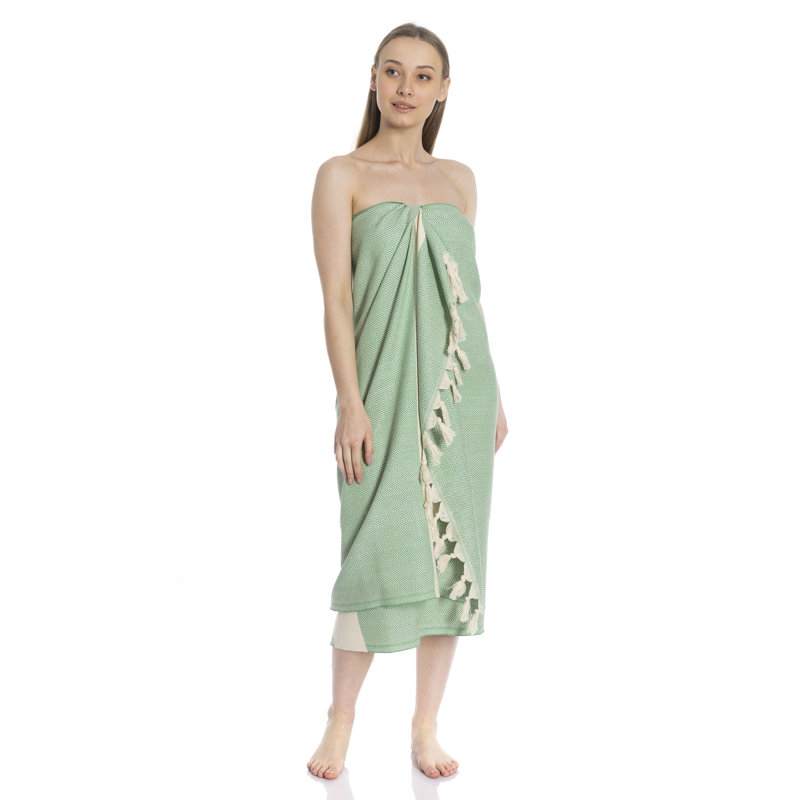 Serviette de bain en coton Covarrubias, Vert