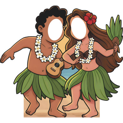 SS11305 Hawaïen Hula Dance Dancing Couple debout en carton découpé debout