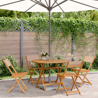 4 - Person Acacia Wood Patio Dining Set with Round Table