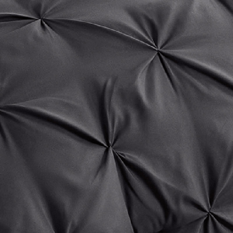 Bedsure Twin Pintuck Bed-in-a-Bag- Dark Gray Pinch Pleat Comforter with Sheets, Pillowcases & Shams, Dark Gray