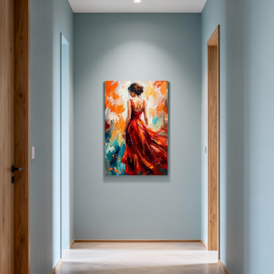 Femme abstraite en robe rouge abstrait