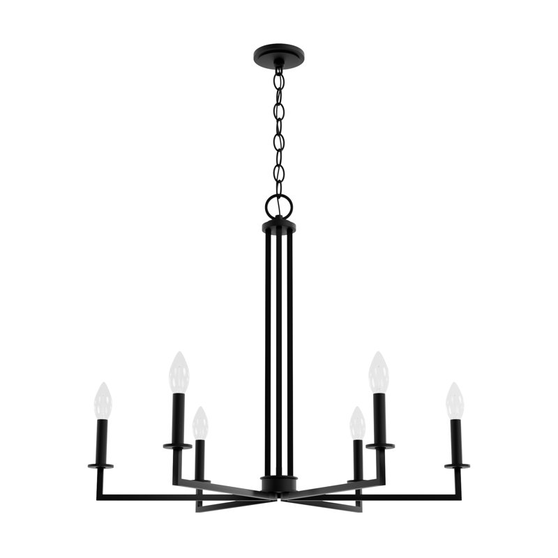 Hunter Bearden 30" Black Aluminum 6-Light Candle Chandelier