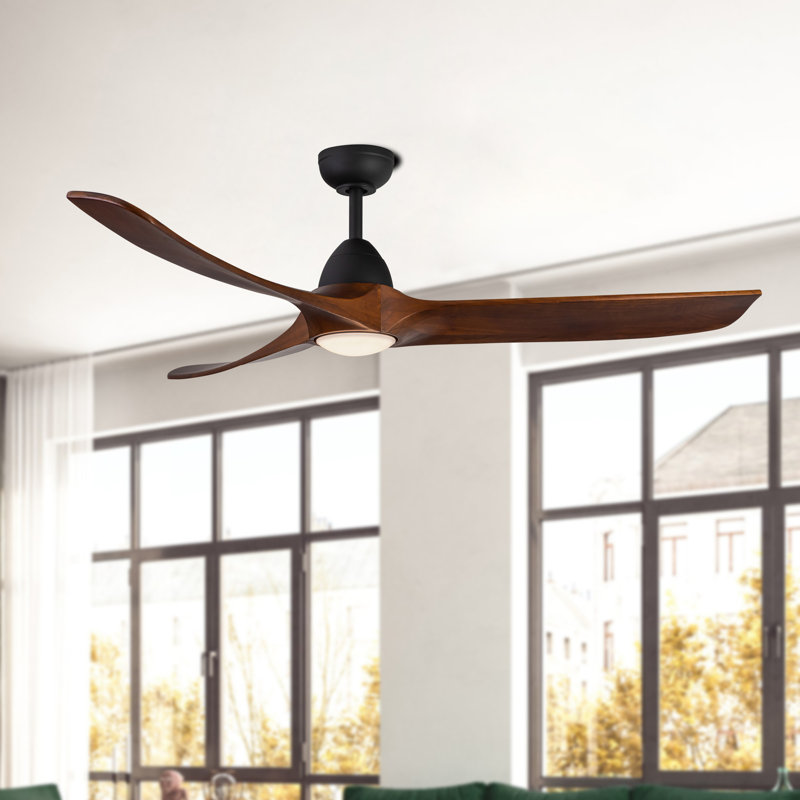 Ventilateur de plafond moderne à DEL 60 po Baylor, Noyer foncé
