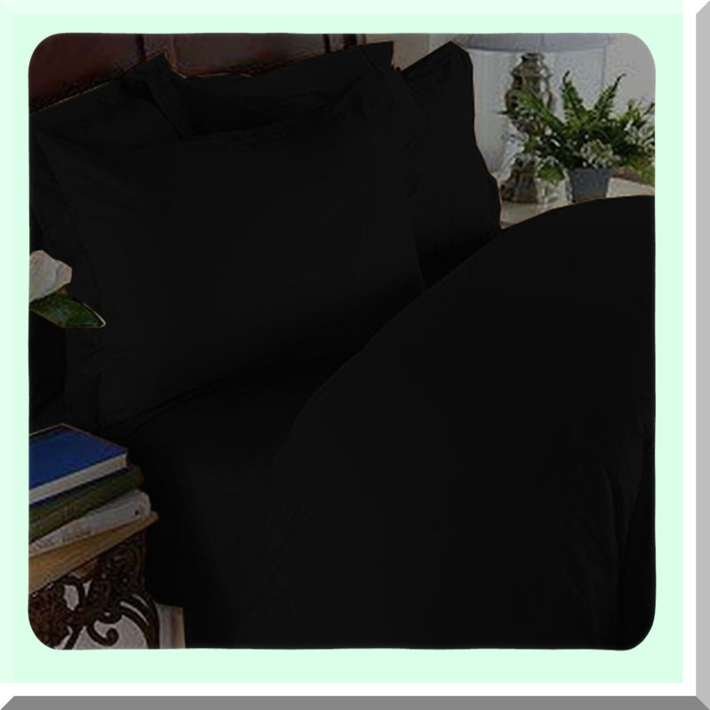 UltraSoft Fade Resistant Sheet Set - Queen Size - Wrinkle-Free Hotel Quality Bedding - 4-Piece Set in Black - Includes Flat Sheet, Fitted Sheet, and 2 Pillowcases - 1500 Thread Count
