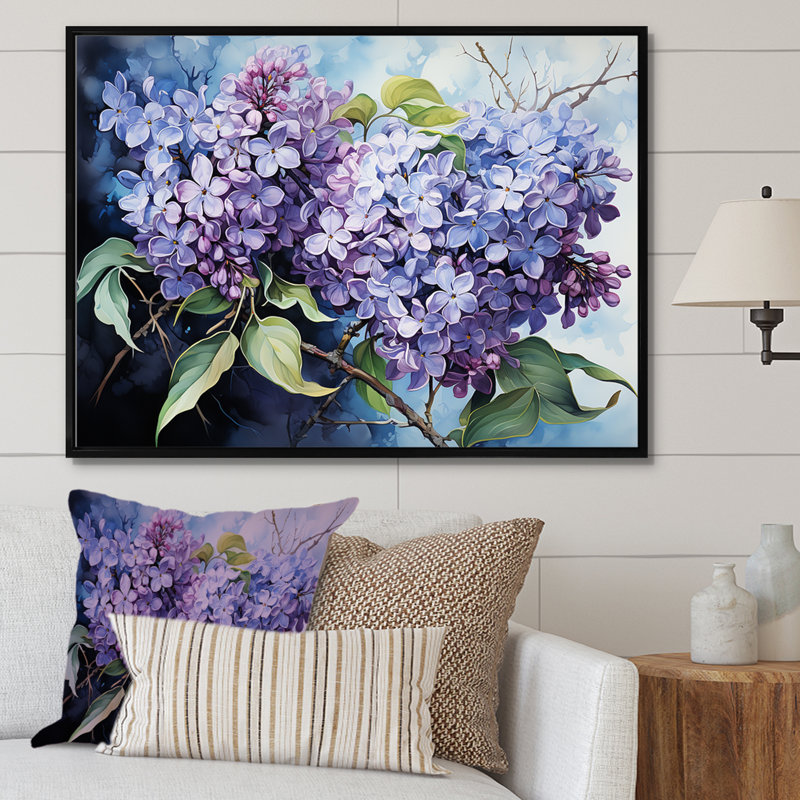 Lilas, minimalisme, rêve IV sur toile, H 16 po x l 32 po x P 1 po, Cadre flottant noir